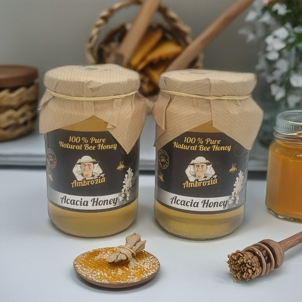 100% PURE ACACIA HONEY 1 KG / 2x0.5 kg GLASS JARS/