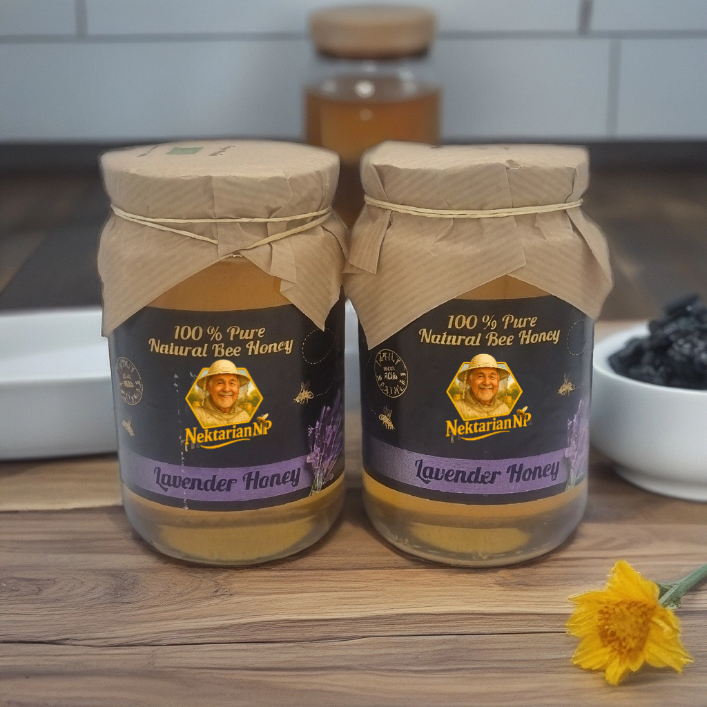 100% PURE ORGANIC HONEY 1.kg. ( 2x0.5kg Glass Jars ) Lavender Honey