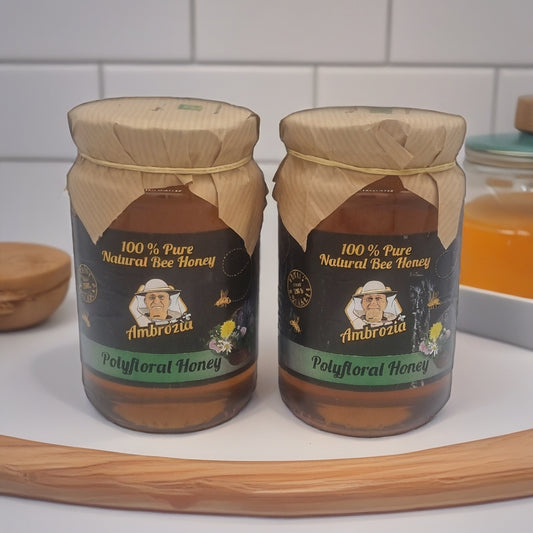 100% PURE RUNNY POLIFLORAL /FOREST/ HONEY  2x0.5KG GLASS JARS