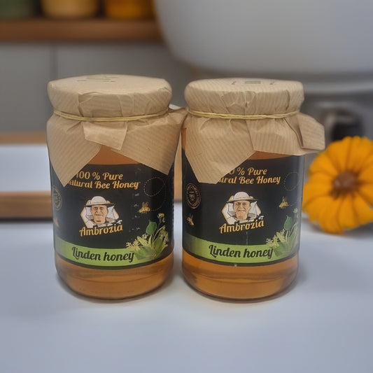 100% PURE LINDEN HONEY 1 KG /2 x 0.5kg  GLASS JARS