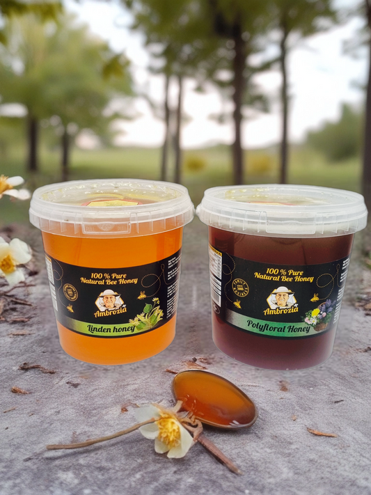 100% PURE ORGANIC HONEY 3KG MIX./1.5KH POLIFLOR, 1.5KG LINDEN /
