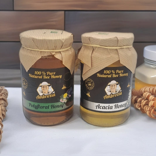 100% PURE ORGANIC HONEY 1KG./0.5KG GLASS JARS POLIFLOR AND ACACIA /