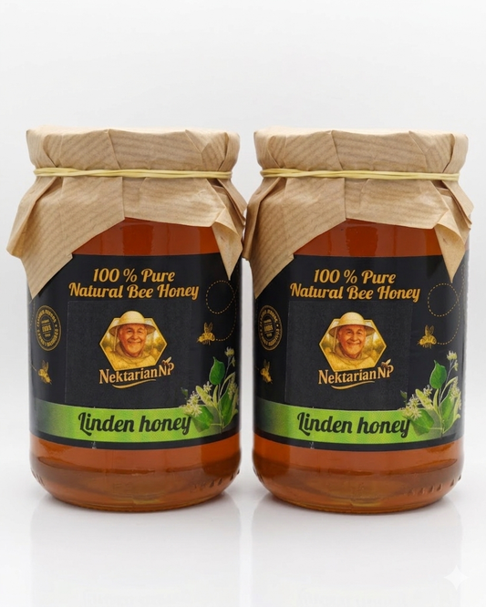 100%PURE LINDEN HONEY 1kg. (2x0,5kg jars)