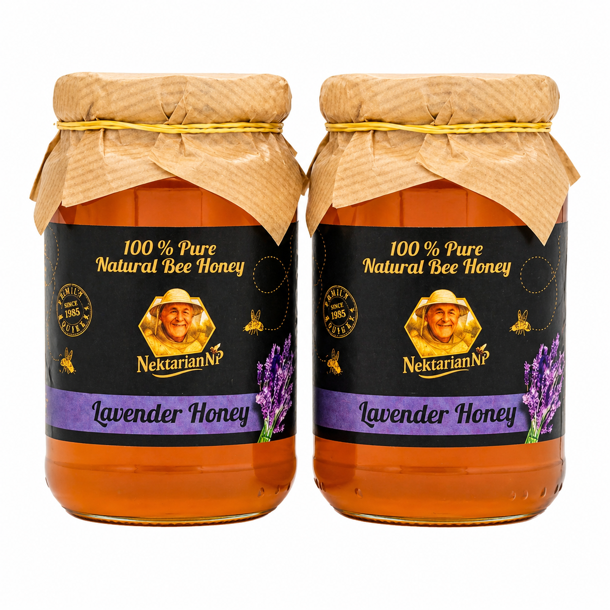 100% PURE ORGANIC HONEY 1.kg. ( 2x0.5kg Glass Jars ) Lavender Honey