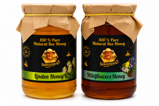 100% ORGANIC HONEY 1kg. MIxed (1 jar Linden honey+1jar polyfloral honey)