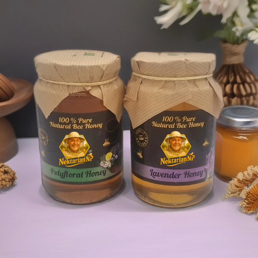 100%ORGANIC HONEY 1kg. MIxed (1 jar Lavender honey+1jar polyfloral honey)