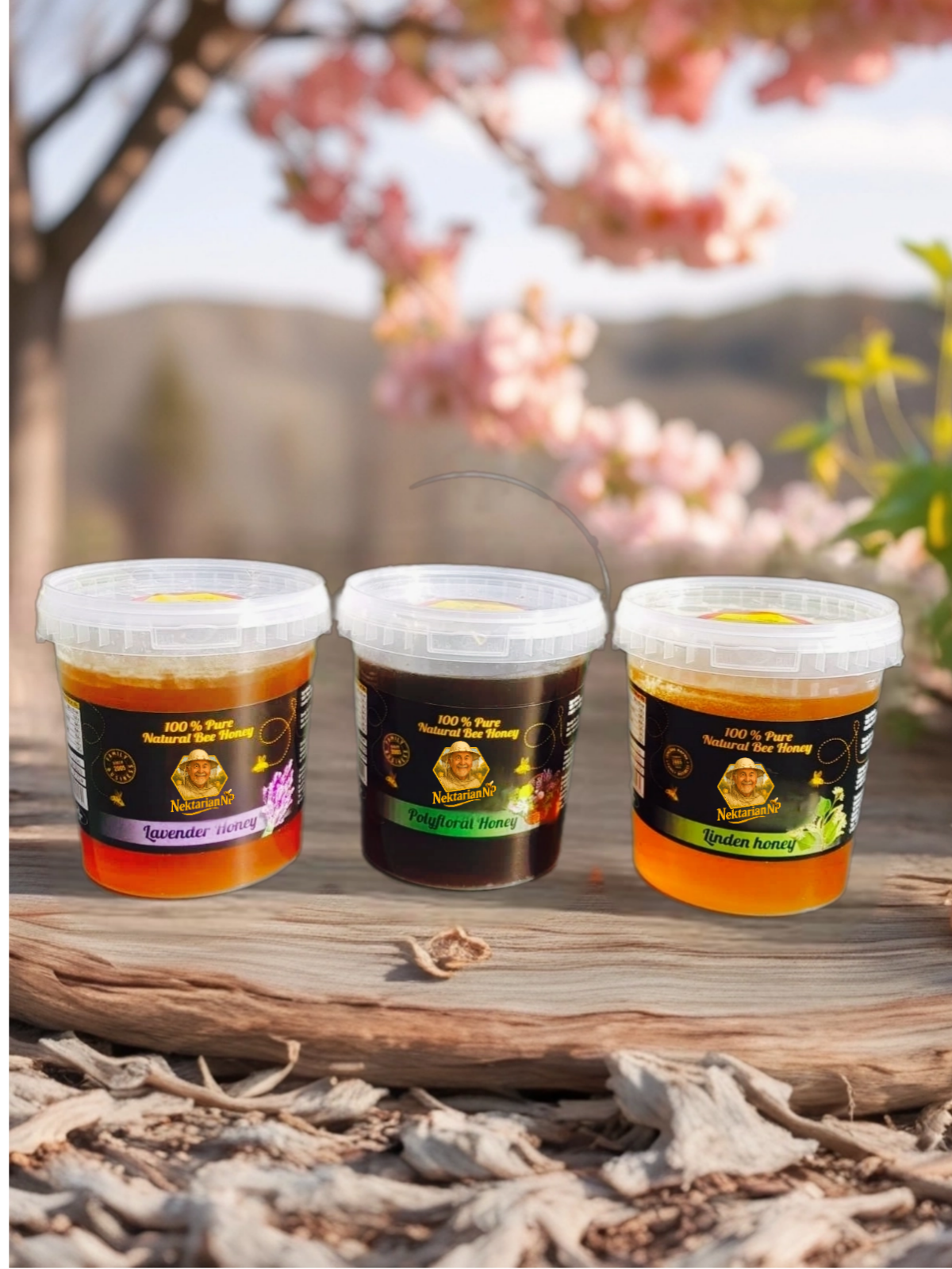 100% PURE ORGANIC HONEY 3kg. MIXED( 1 kg lavender,Polifloral linden honey